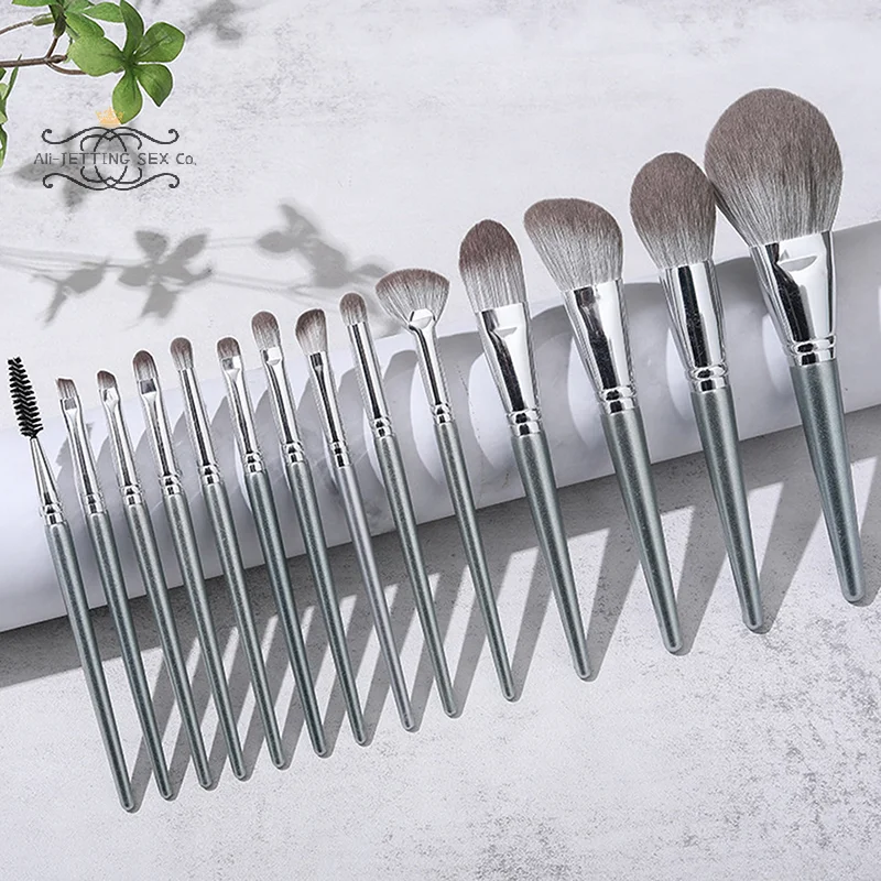 14 pièces pinceaux de maquillage ensemble doux visage yeux maquillage brosse fard à paupières brosse sourcil mettre en évidence lèvres brosse multifonctionnelle débutant