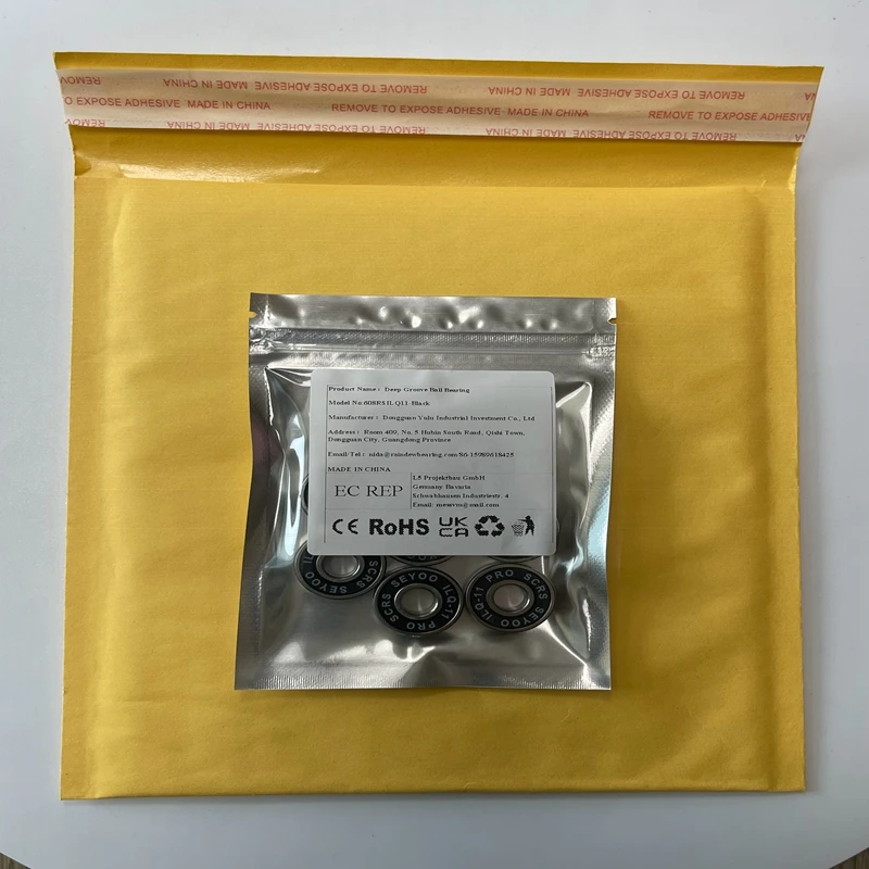 8Pcs 608-2RS ILQ ABEC-9  Precision Bearings 8×22×7mm Black Fluorocarbon Seals 25K RPM for Racing Drone Motors