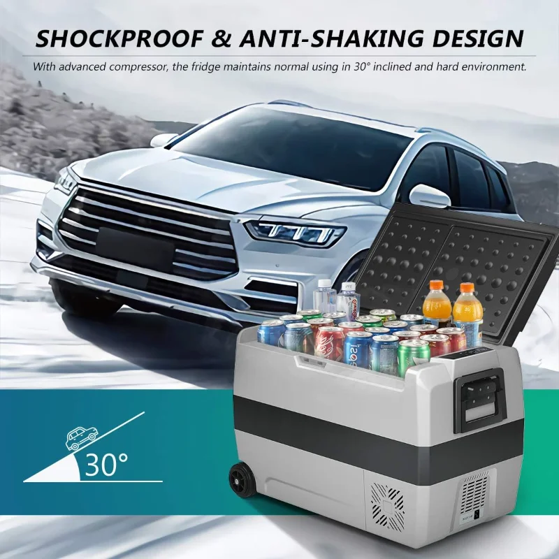 COSTWAY Refrigerador para automóvil con ruedas, refrigerador eléctrico de 53 cuartos con control de aplicaciones, temperatura dual de doble zona, -4 ° F a 68 ° F F F