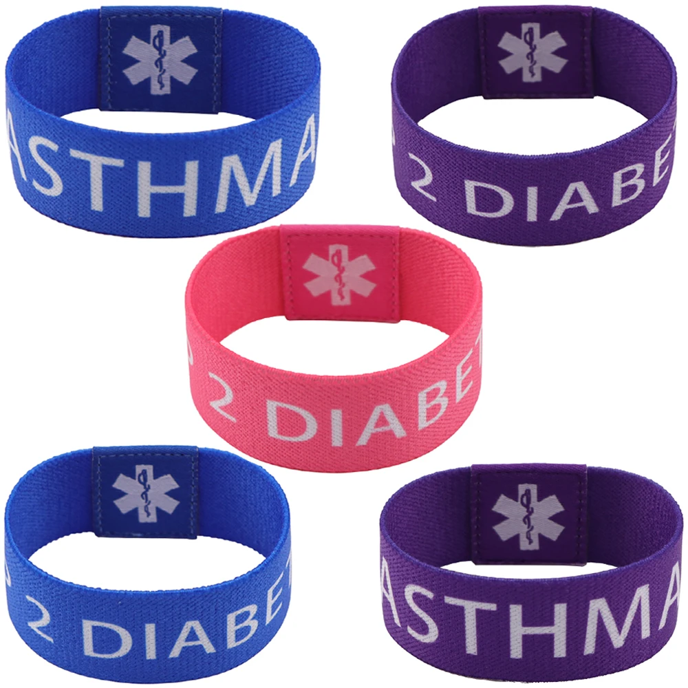 Asthma Diabetes Stretch Wristband Bracelet Fashion Women Men Bracelets on Hand Bangles Designer Charms Jewelry Accessories 1pc