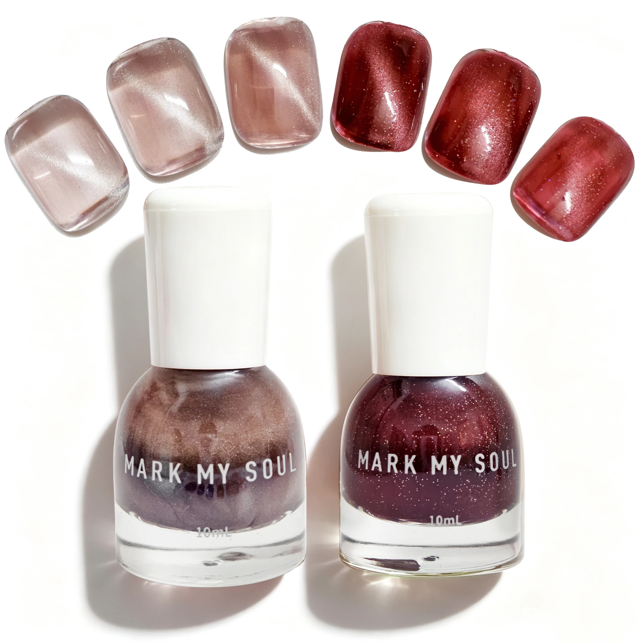 2Pcs MARK MY SOUL No UV Cat Eye Nail Polish Set S134/S147, MistyLasting Daily Supplies