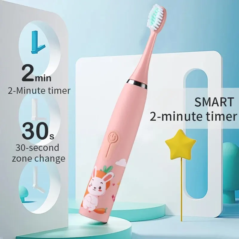 Brosse à dents électrique sonique pour enfants âgés de 3 à 15 ans, soins dentaires primaires professionnels, étanche IPX6, poils souples DuPont