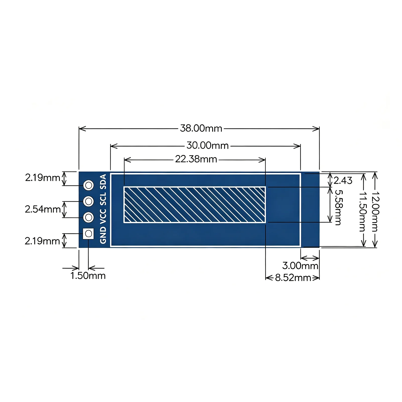 0.91 Inch OLED Display Module I2C IIC 128X32 SSD1306 White Blue 4Pin 3.3V 5V for Arduino DIY LCD Screen
