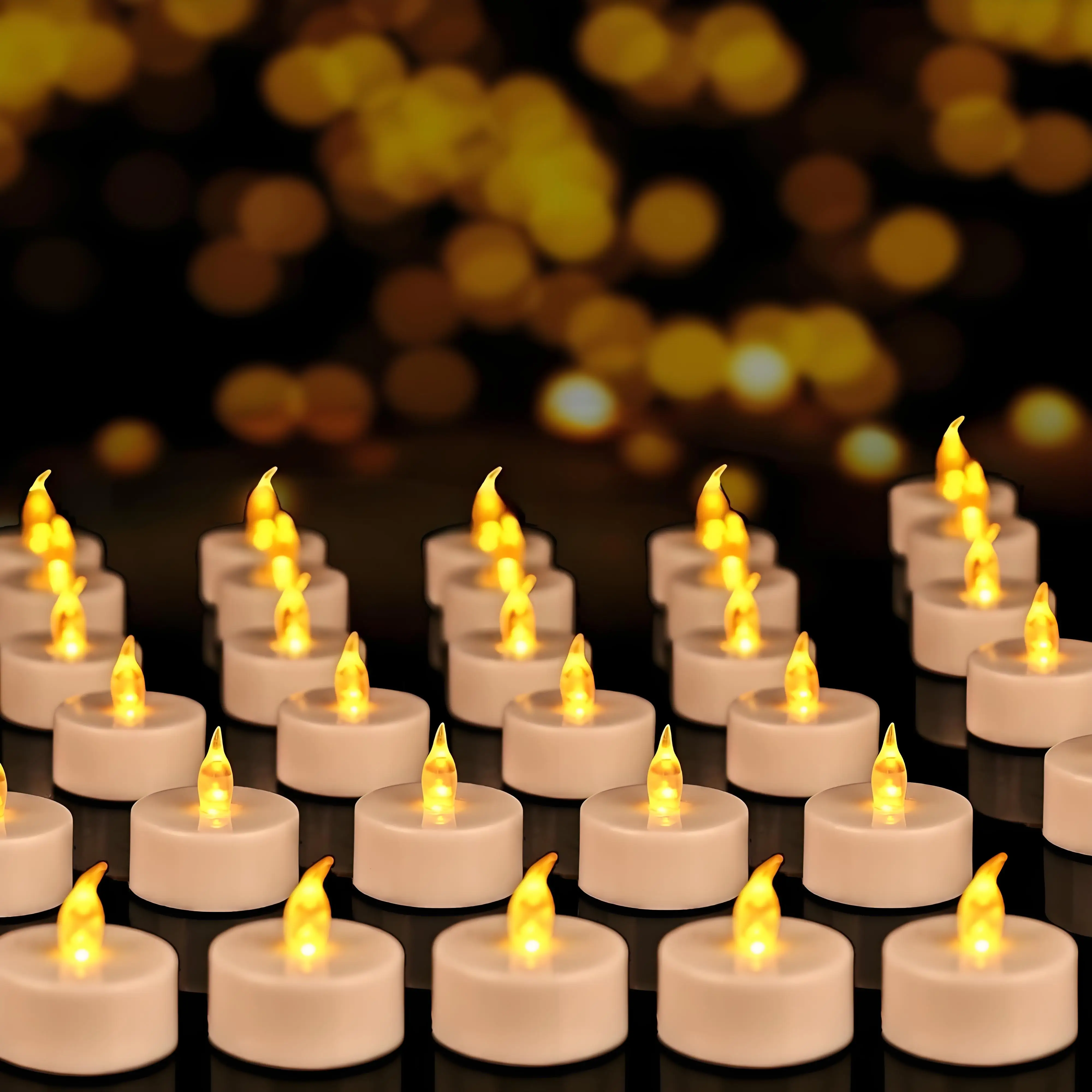 12/24Pack Battery Tea Lights LED Realistic Flameless Flickering Warm Yellow Candle Holiday Gift for Party Wedding Home Decor