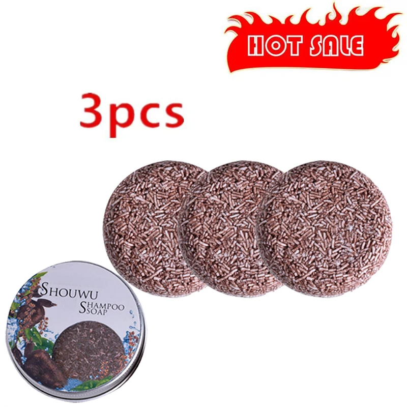 3pcs Hair Darkening Shampoo Polygonum Solid Repair Shampoo Soap Natural Organic Conditioner Strong Roots Soap Hair Bar Hair Care