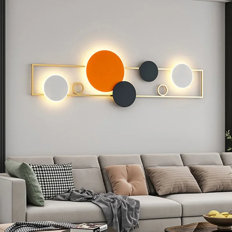 Modern Led Wall Lamps Rotundity Acrylic Lampshade Bedroom Simple Living Room Background Wall Square Black Gold E27 Sconces Light