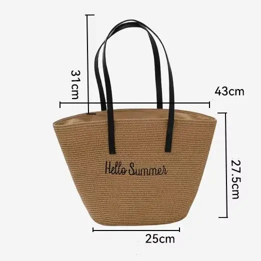 Handwoven Women’s Bags Straw Bags Handbags Tote Bags, Magnetic-Fastening Cotton Rope Tote Bags, Beach Bags, Bamboo-Woven Bags