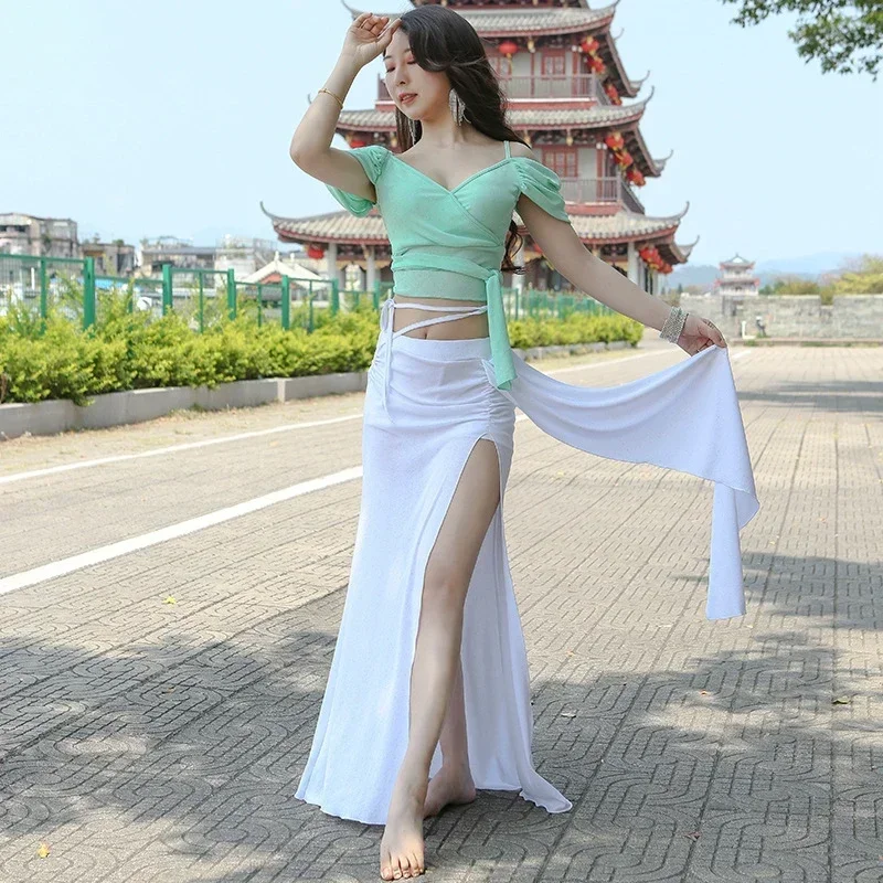 Belly Dance Long Skirt Set Burning Man Festival Woman Costume Fashion Clothes Stage Dance Dresses Suit Carnaval Roupas Femininas