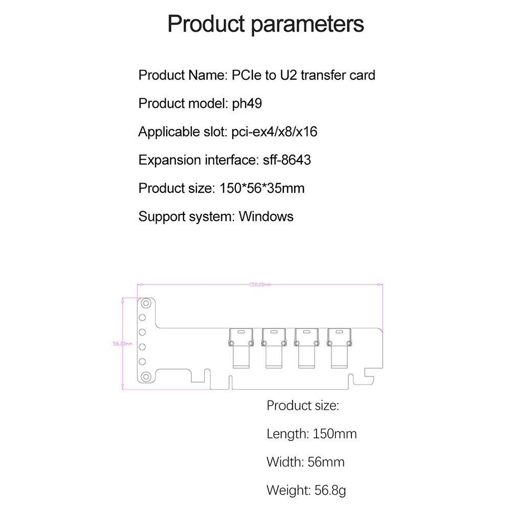 A42Z-PCI-E X16 To 4-Ports U.2 NVME SFF-8643 Expansion Card High Speed Pcie 4.0 Split Cards LED Indicator For 2U Chassis