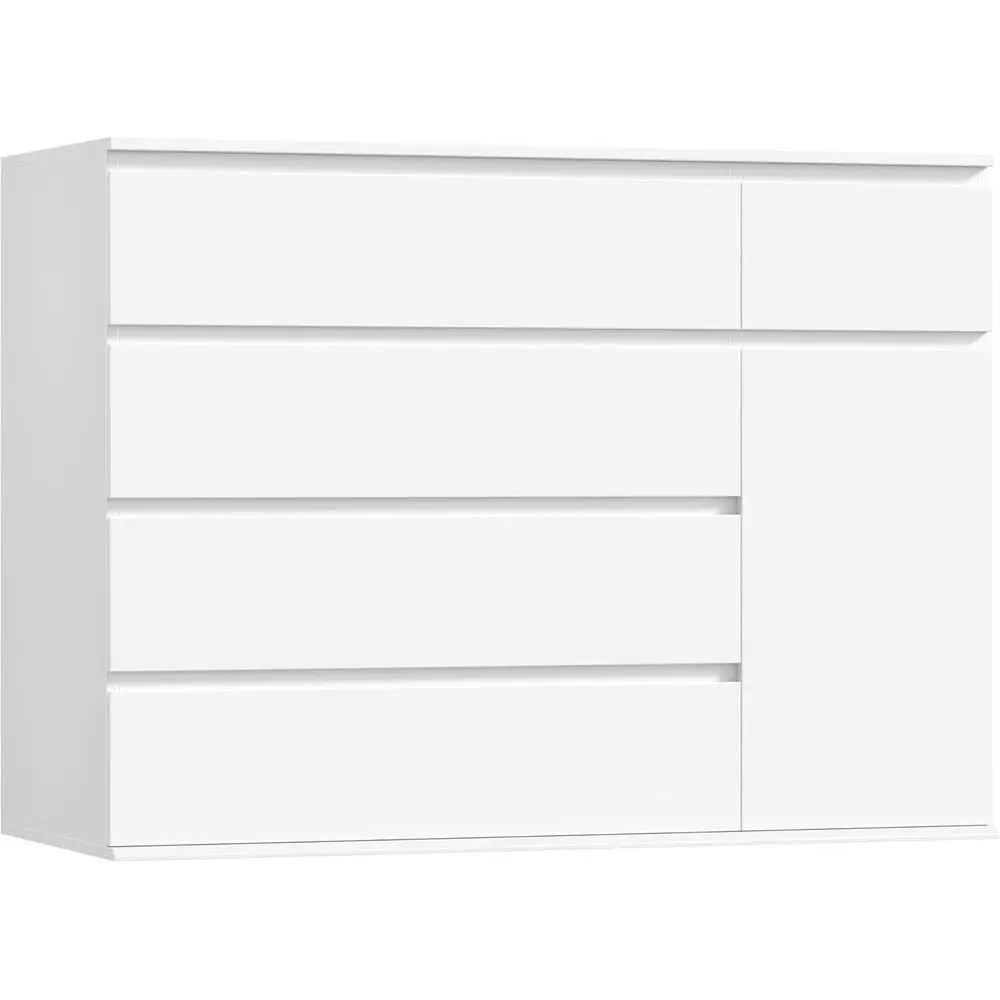 19.5 Deep White Dresser with Door and Spacious Storage for TV Stand