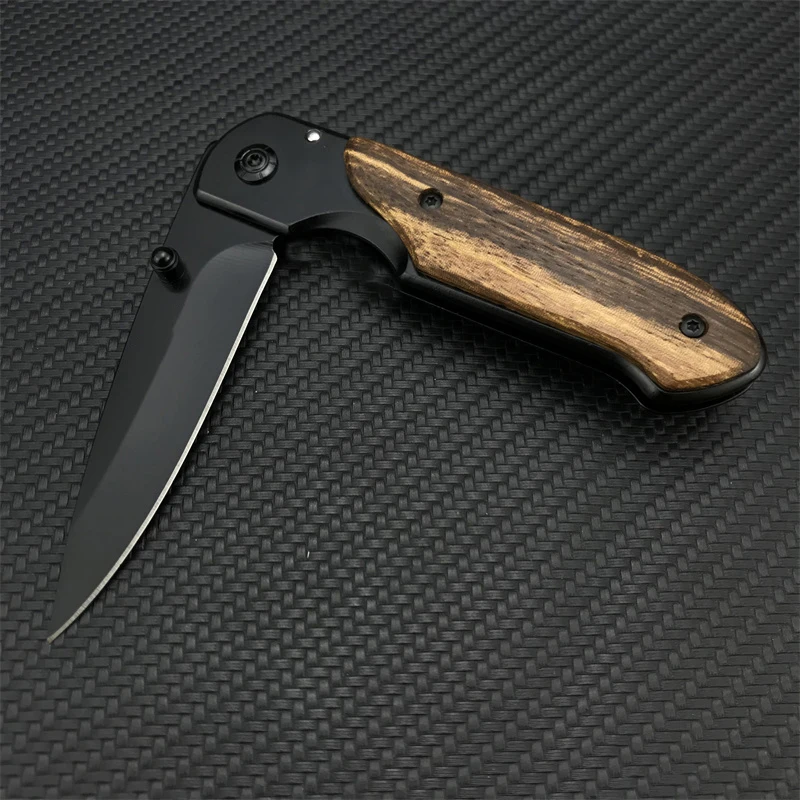 DA44 Flipper Assisted Folding Knife 5Cr13Mov Blade Stainless Steel Inlaid Colored Wood Handle Rescue Survival Pocket Knife