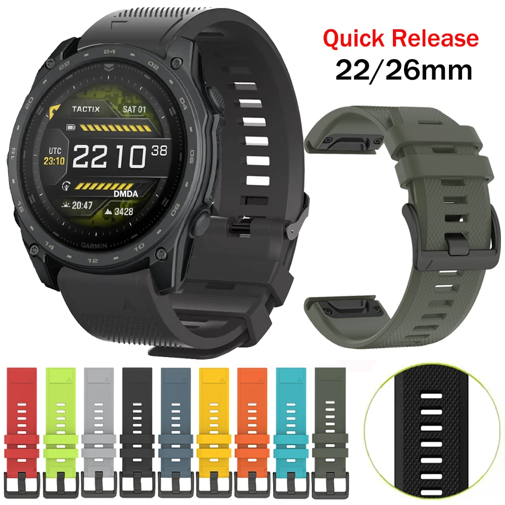 22mm 26mm Silikon-Uhrenarmband für Garmin Tactix 8 AMOLED Fenix 8 E Pro 6 6X Pro 5X 5 Plus 7 7X Solar Epix Pro Uhrenband Armband