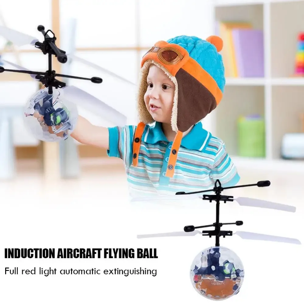 Hot-selling induction suspended crystal ball sense colorful ball induction flying helicopter children\'s toys Holiday gift