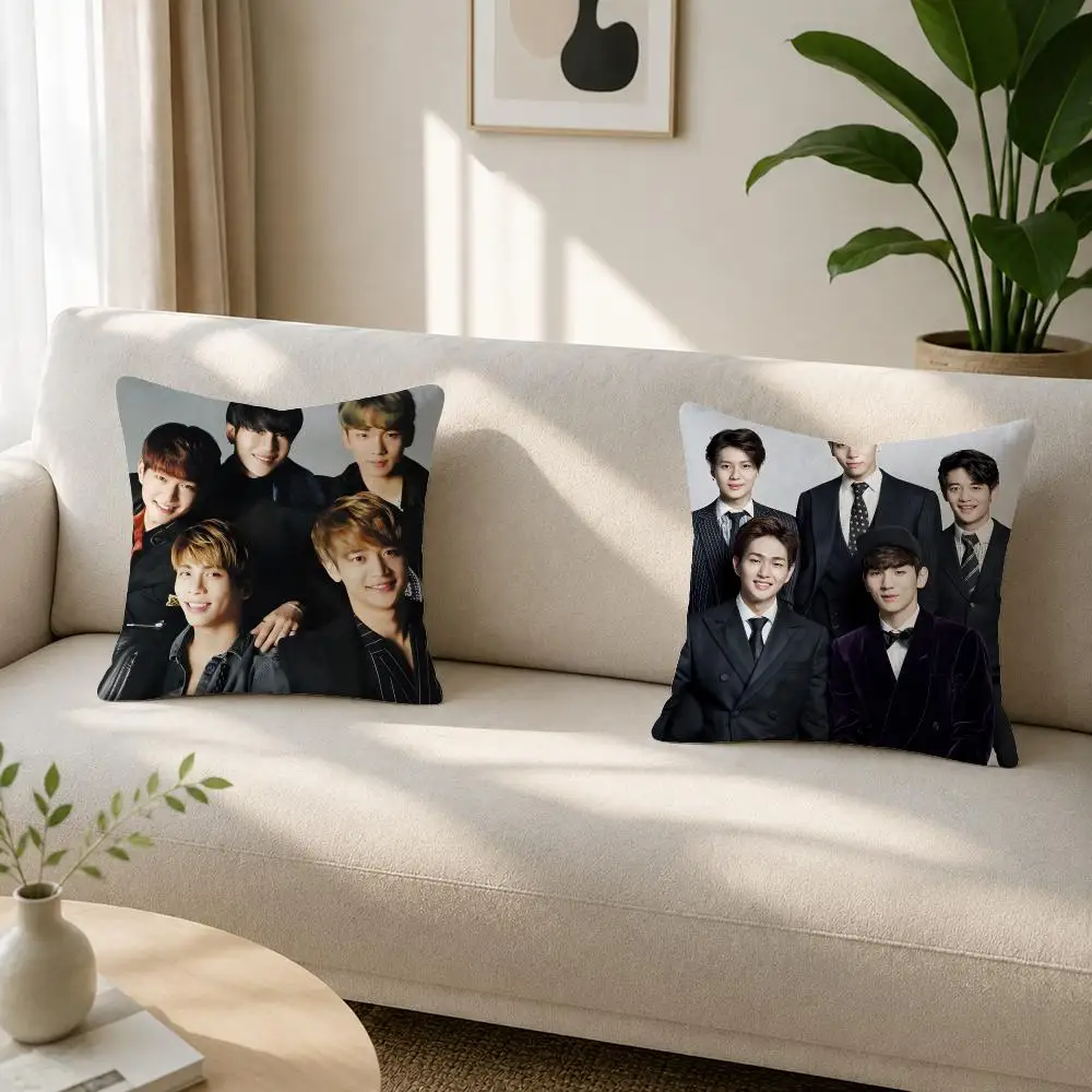 Idol Group SHINee Cushion Cover Soft Plush Cushion Covers Fluffy Throw Pillow Cases for Sofa Bedroom Home Decor