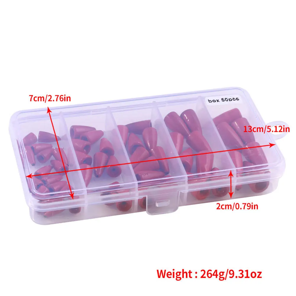 50 قطعة الرصاص الصيد الغطاسون دودة الأوزان زلة معدات صيد الأسماك مجموعة ل باس الصيد الأوزان المياه المالحة المياه العذبة