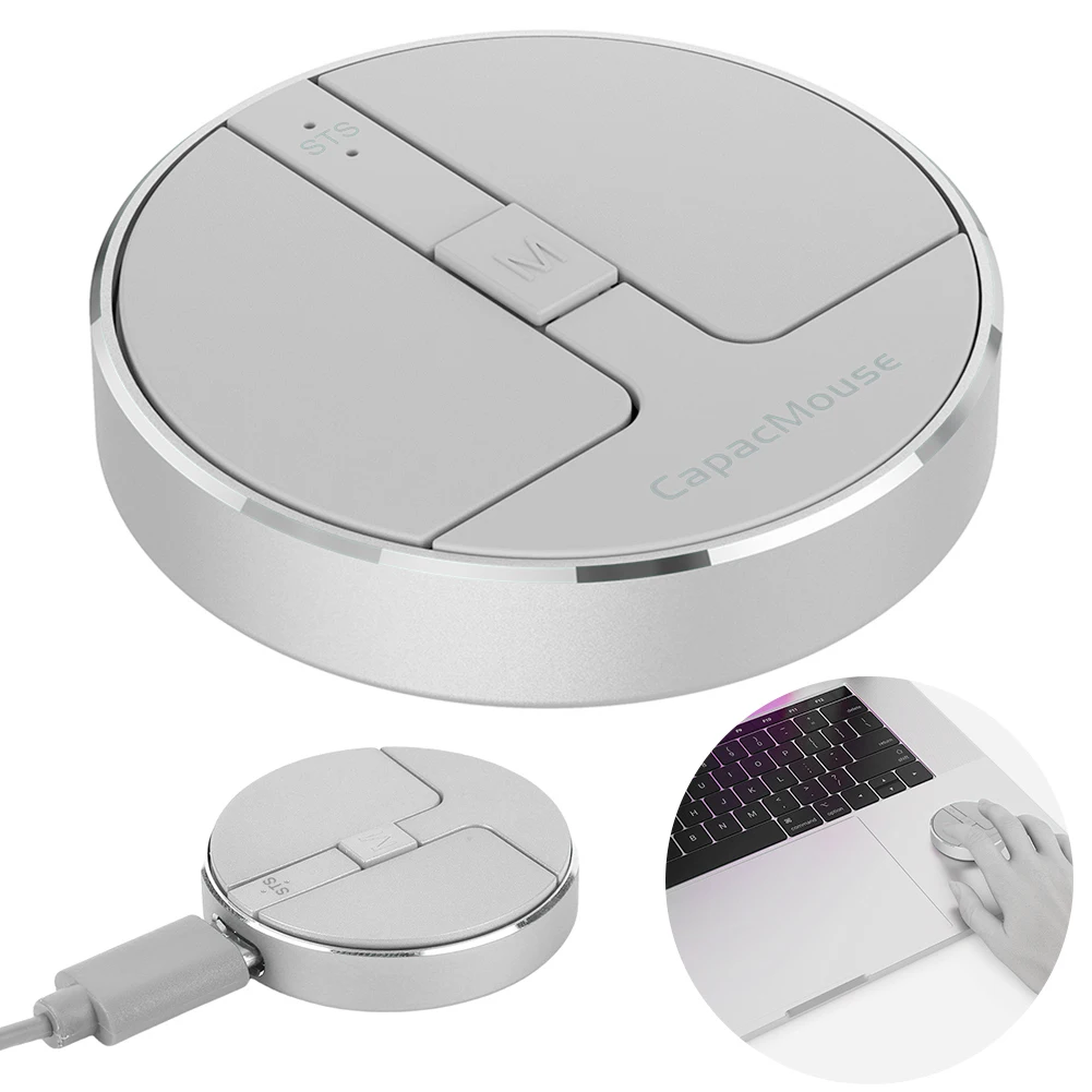 Portable Silent Mouse 3 Mode BT 5.2/2.4G/USB Mini Capacitive Mouse Computer Mice 3 Adjustable DPI for PC Laptop Notebook Desktop