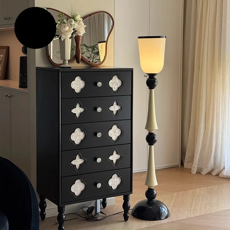 French retro four-leaf clover solid wood flannel bucket cabinet storage storage cabinet bedroom book cabinet against the wall li