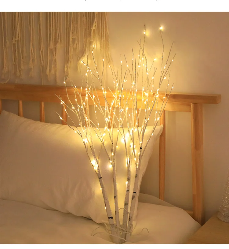 1PC 50Led White Artificial Branch Lights USB Powered 8 Modes Indoor Decor For Holiday Homes Restaurant Cafes Shops Decorations