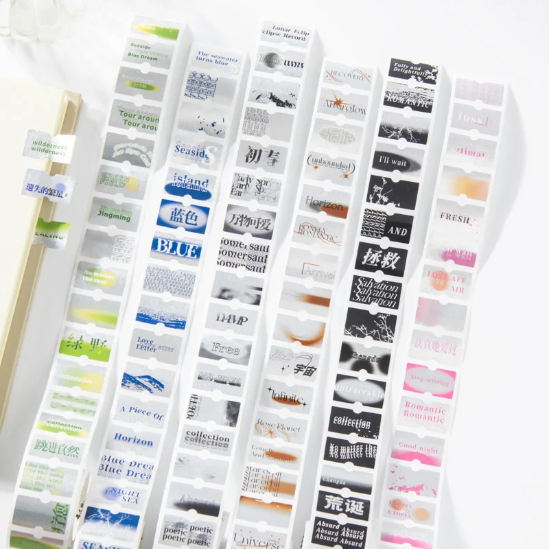 

30mm * 200cm/roll bulk romantic series aluminum foil material frosted silver label waste disposal tape DIY scrapbook decorative