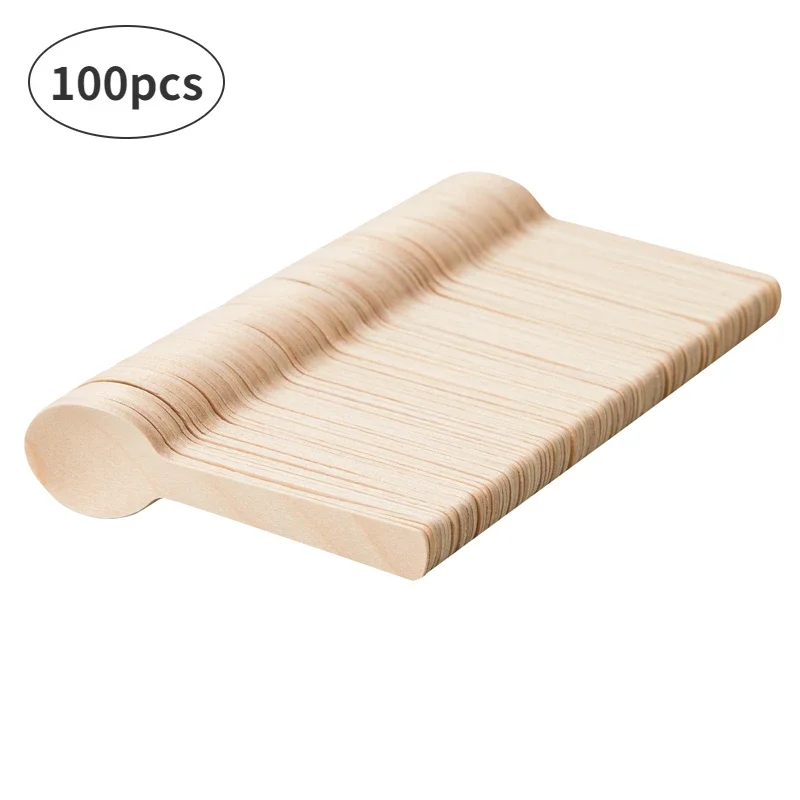 100/200 Pcs Mini Ice Cream Spoon Wooden Disposable Wood Dessert Scoop Western Wedding Party Tableware Kitchen Accessories Tool