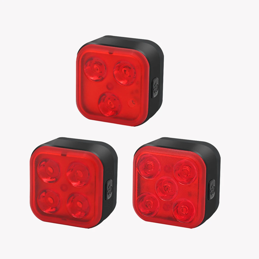 USB Rechargeable Square Front and Tail Bike Light Bicycle Portable Accessories Waterproof LED  Warning Bike Light 1