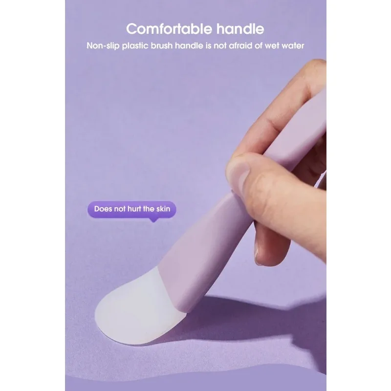 فرشاة قناع الوجه من السيليكون برأس ناعم مع مكشطة متكاملة ذات الاستخدام المزدوج فرشاة فيلم الطين DIY أداة ضبط الجمال للعناية بالبشرة