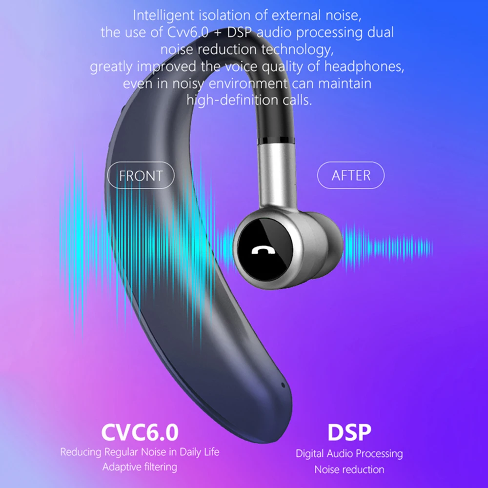 V7 Bluetooth 5.0 Headset Wireless CVC DSP Noise Reduction Earphone with Mic Handsfree Driving Wireless Earbuds Volum Control