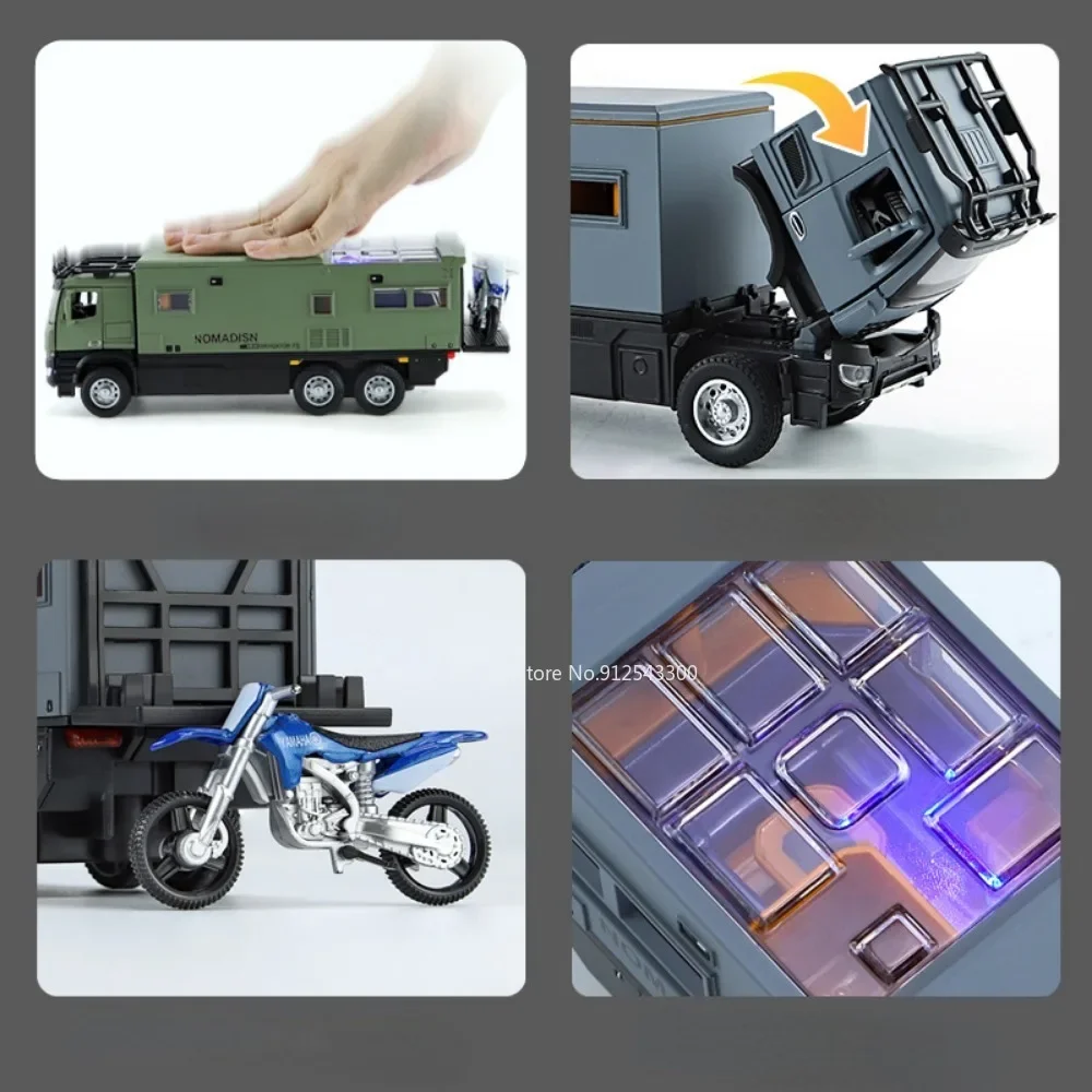 G1 Schaal RV Speelgoed Auto Legering Diecasting Trek terug met Geluid Licht Hoge Simulatie Modellen Voertuigen voor Kind Geschenken