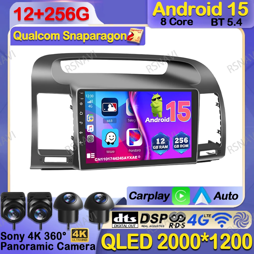 

Car Radio Android 15 For Toyota Camry 2002 2003-2006 Wireless WIFI+ 4G LTE 360 Camera AI Voice 8 Core DVD AUTO Viedo Player BT