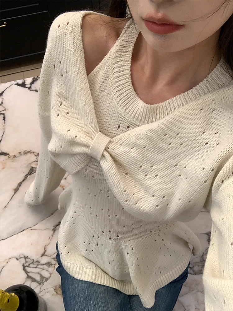 

Moonlight Stroll Cookie Mischief Korean Sle White Moonlight Pure Desire Two-Piece Set Women's Sweater Ele Loose Fit Woo...