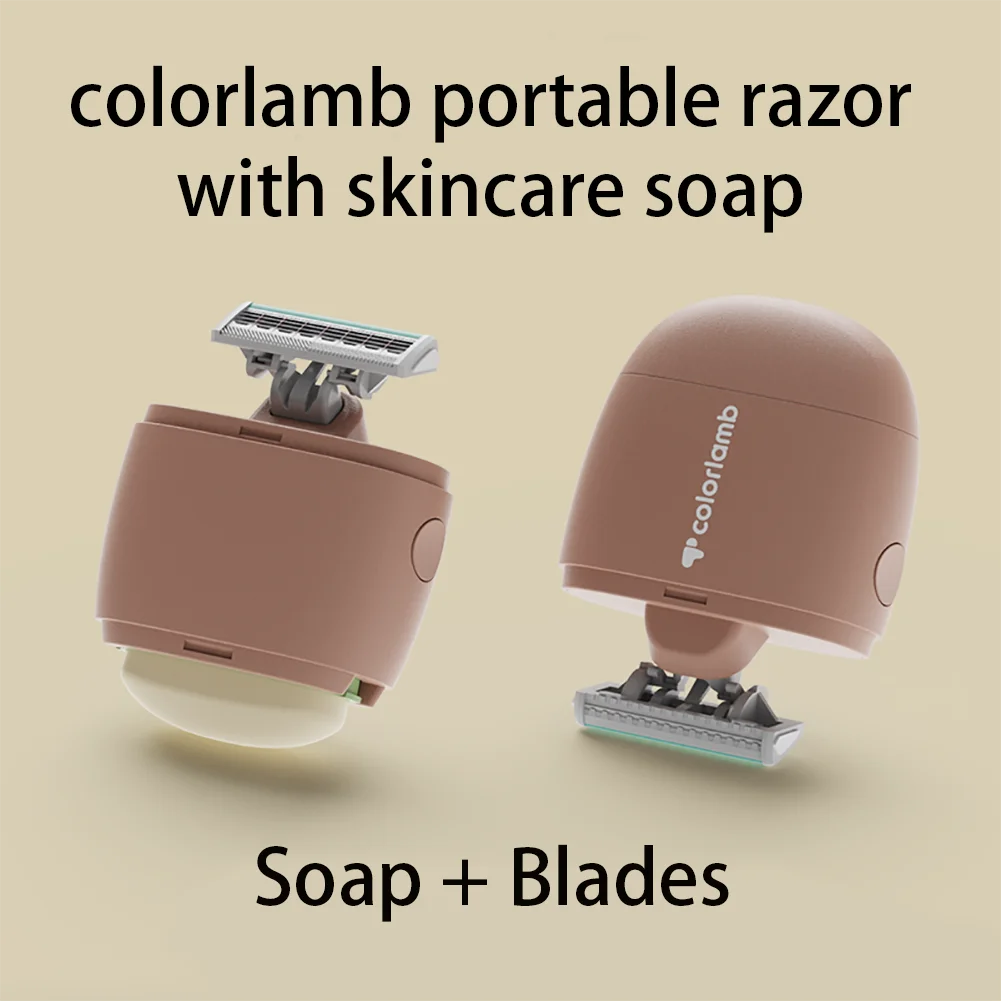 Colorlamb Portable Women Razor for Travel Cute Bear Style Manual Razor with Safety Cartridge Skin Care Soap Shaver Set