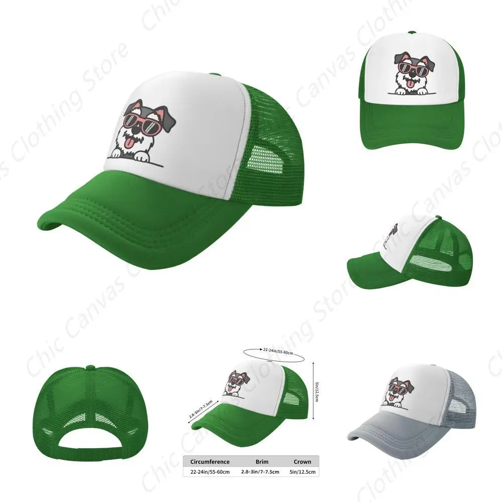 

Cute Schnauzer Print Truck Hat Buckle Style Hat Suitable For Both Men And Women Sun Shading And Breathable Truck Hat