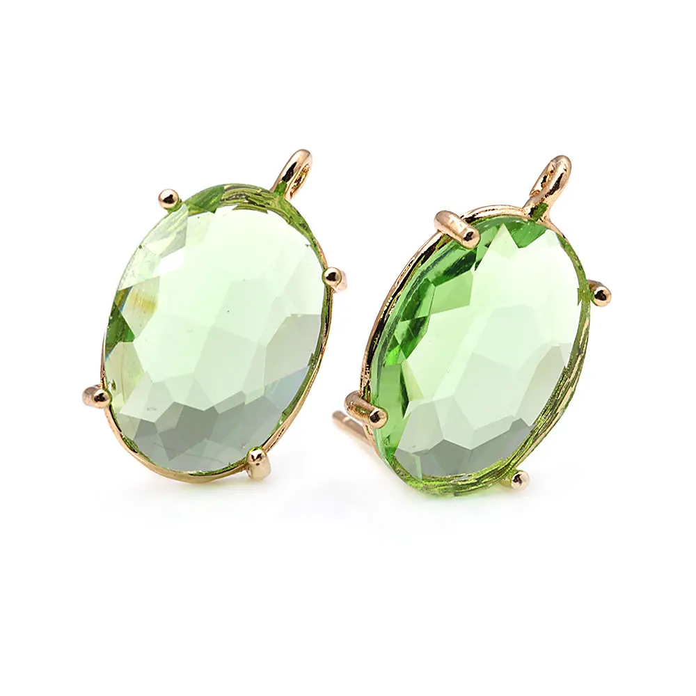 6PCS 18K Gold Color Brass and Glass Oval Stud Earrings Pins Earrings Women\'s Earrings Diy Accessories Rosediy Official Website
