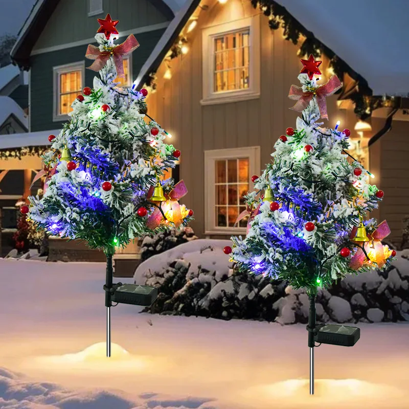 

Solar Powered Christmas Tree Lawn Lights Outdoor LED Snowflake Christmas Tree Solar Lights Courtyard Garden Decorative Lights