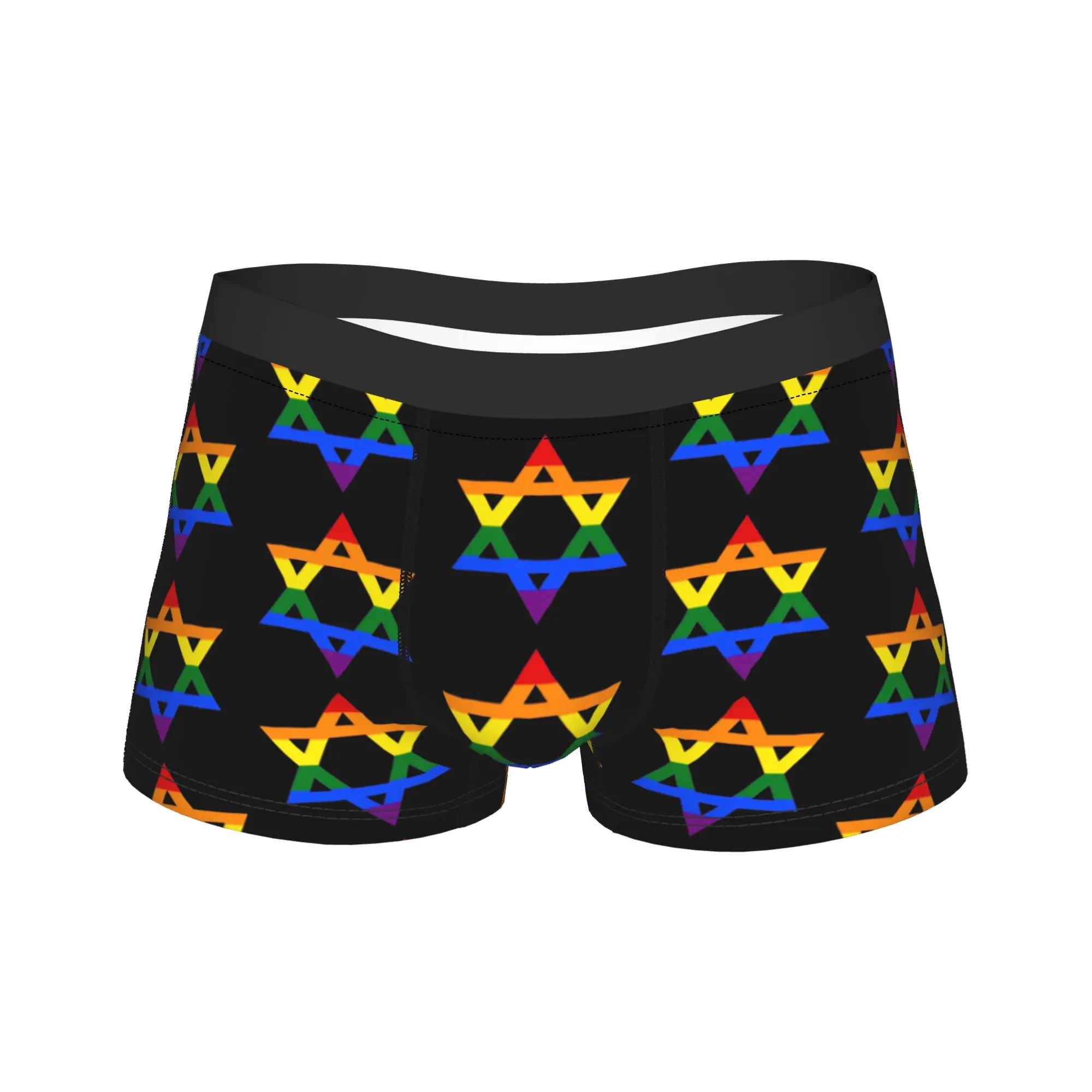 Men's Jewish Star of David and Rainbow Underwear Hanukkah Hot Boxer Briefs Shorts Panties Homme Soft Underpants S-XXL