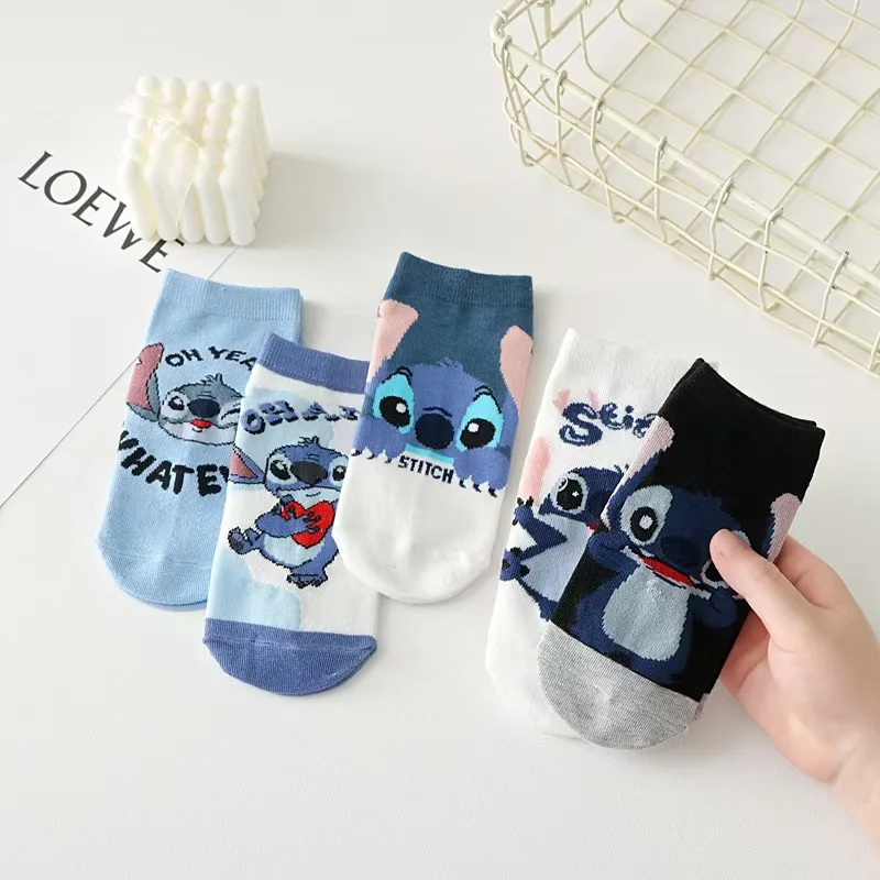 Cute Lilo & Stitch Printed Short Socks 5 Patterns Cotton No-Show Socks