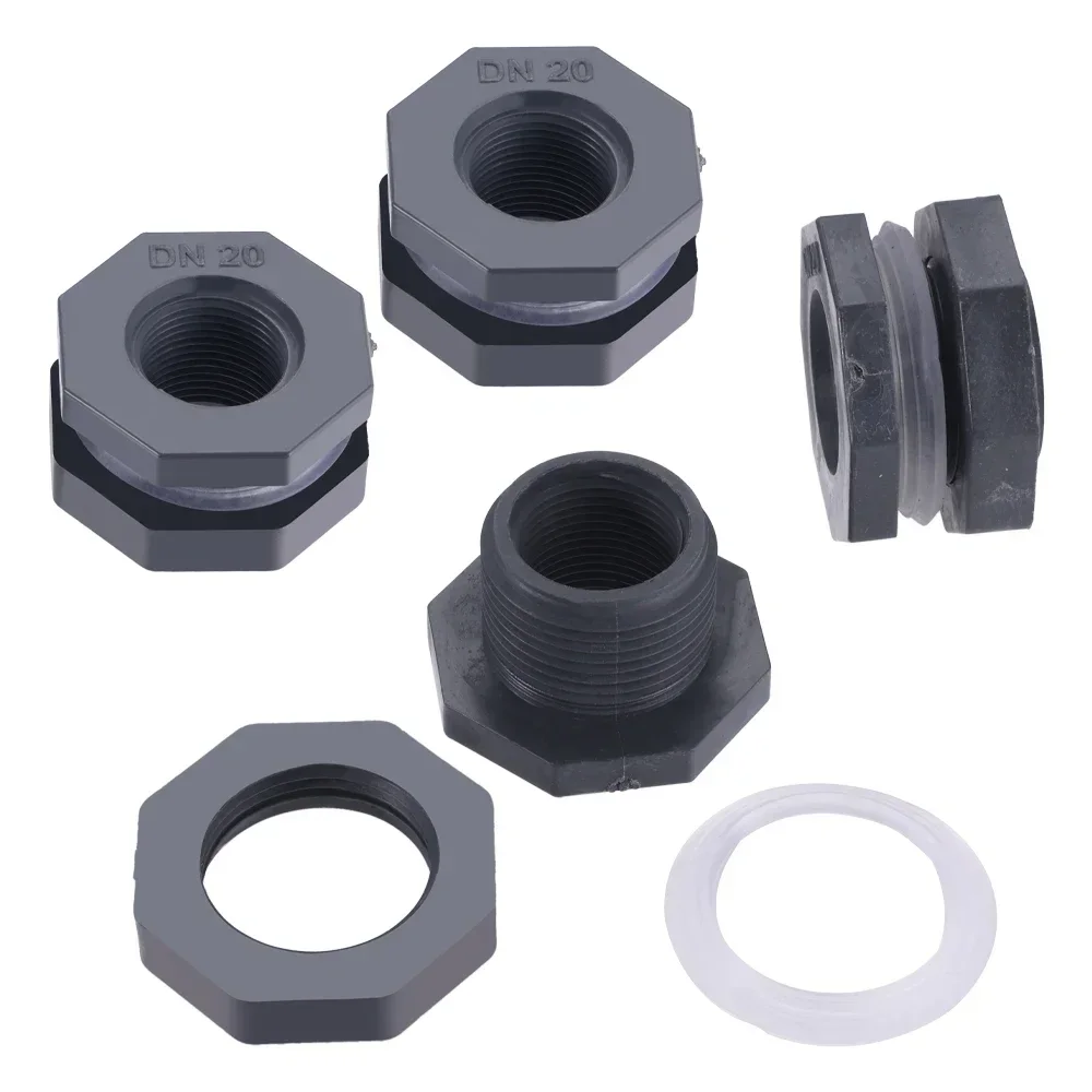 

4Pcs PVC NPT3/4 Rain Barrel Bulkhead Adapters Pipe Connector Fitting with Silicone Seal Gasket for Water Bucket Aquariums Pools