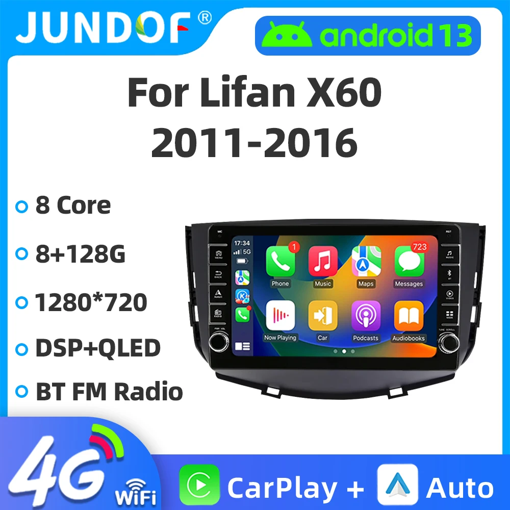 

2 Din Android 12 Car Radio For Lifan X60 2011-2016 Multimedia Video Player Carplay Auto WIFI Navigation Stereo Split Screen GPS