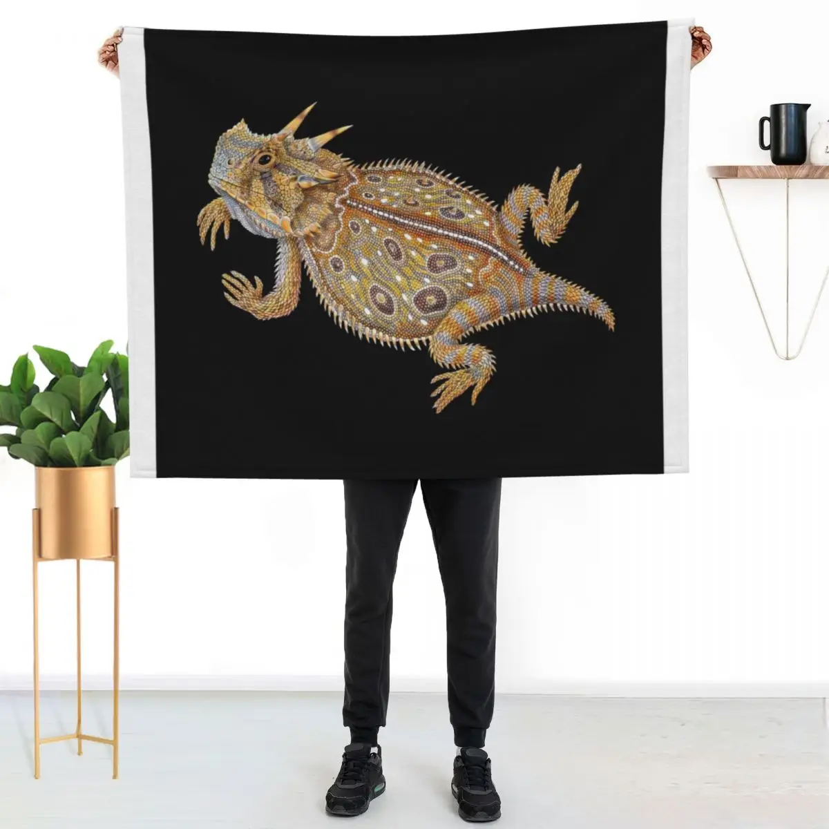 Horned Lizard Throw Blanket Hair Hairys Flannel Fabric Bed valentine gift ideas Blankets For Sofas Blankets