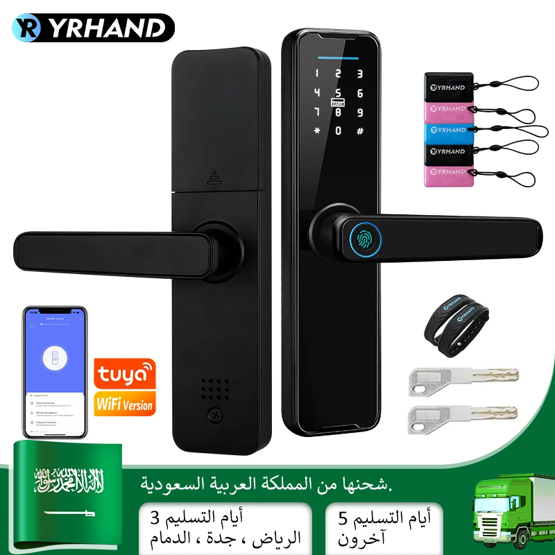 Arabic Electronic Fingerprint Tuya WiFi APP Keyless Entry Smart Door Lock  Support Arabic Language with 4585 5085 6085 touch