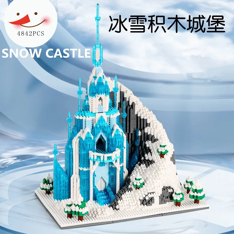 Challenge Mini Blocks Anime Building Bricks Beautiful Snow Castle Architecture Cartoon Toy Kids Gift Adult Girl Present New YEAR