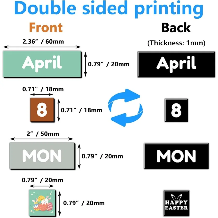 Calendario magnetico bifacciale Numeri Mese Settimana e etichette natalizie Set di indicatori di date per lavagna e la classe del frigorifero