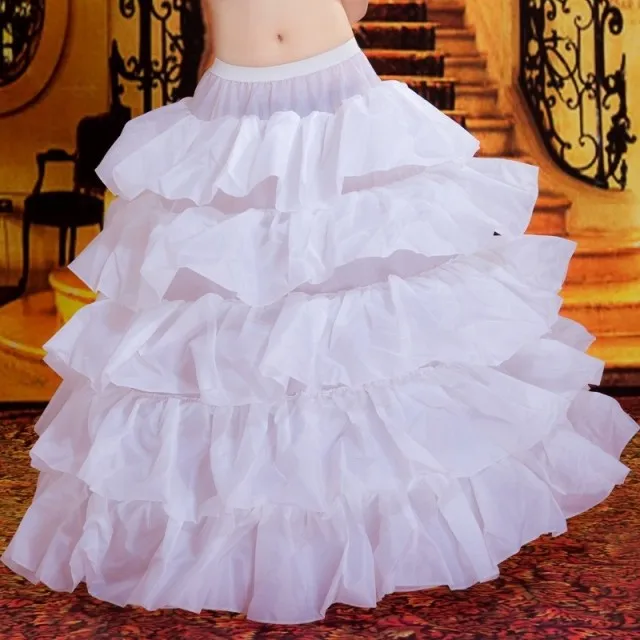 4ห่วง Ball Gown Petticoats ราคาถูกสีขาว Petticoat Crinoline กระโปรง Big Ruffle อุปกรณ์จัดงานแต่งงาน Tulle Underskirts