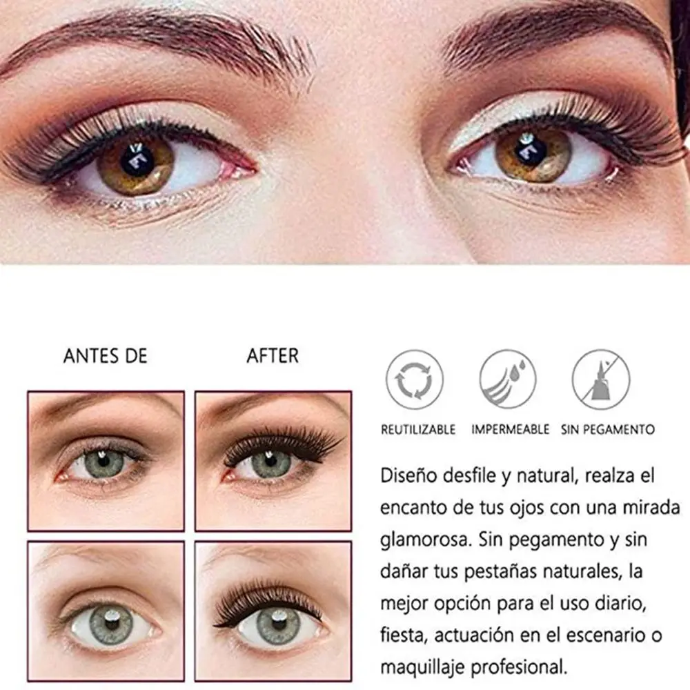 Pestañas postizas 3D con pinzas para mujer, 8 piezas naturales, 5 imanes, extensión de pestañas