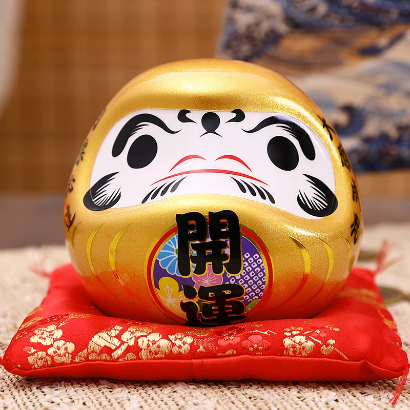 

4.5 inch Maneki Neko Daruma Ornament Ceramic Fortune Cat Statue Home Decorative Gift Feng Shui Piggy Bank