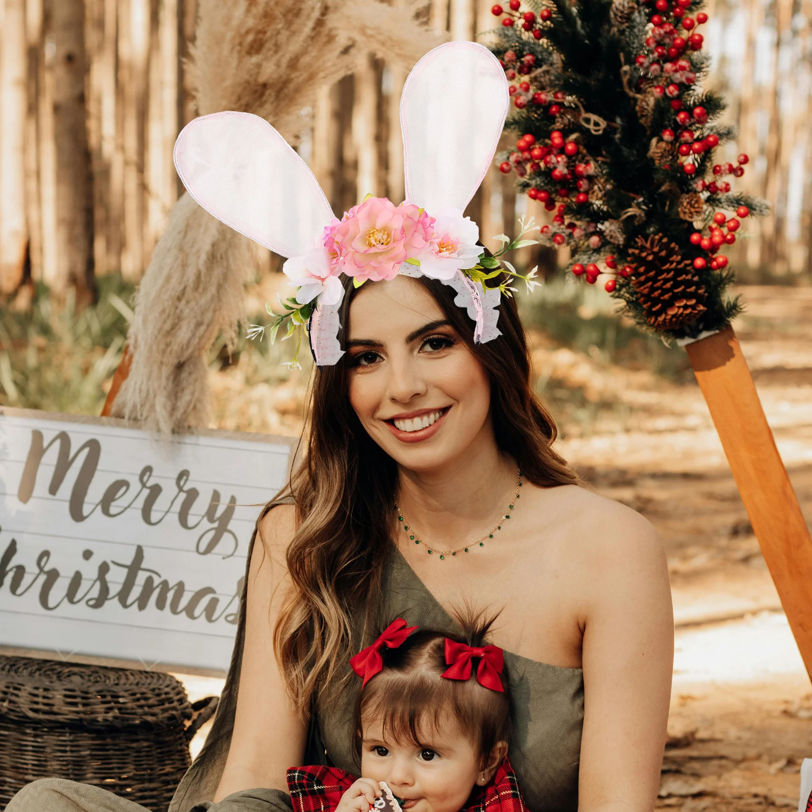 

Easter Headband Bunny Ears Artificial Flowers Soft Comfortable Hairband for Festival Party Costume Accessories Girls Women