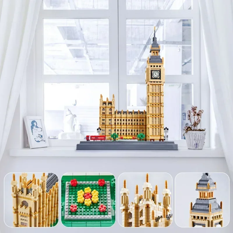 Nieuwe Big Ben-bouwstenen uit de architecturale serie 2024. Versier driedimensionaal montagemodel voor kinderen en volwassenen