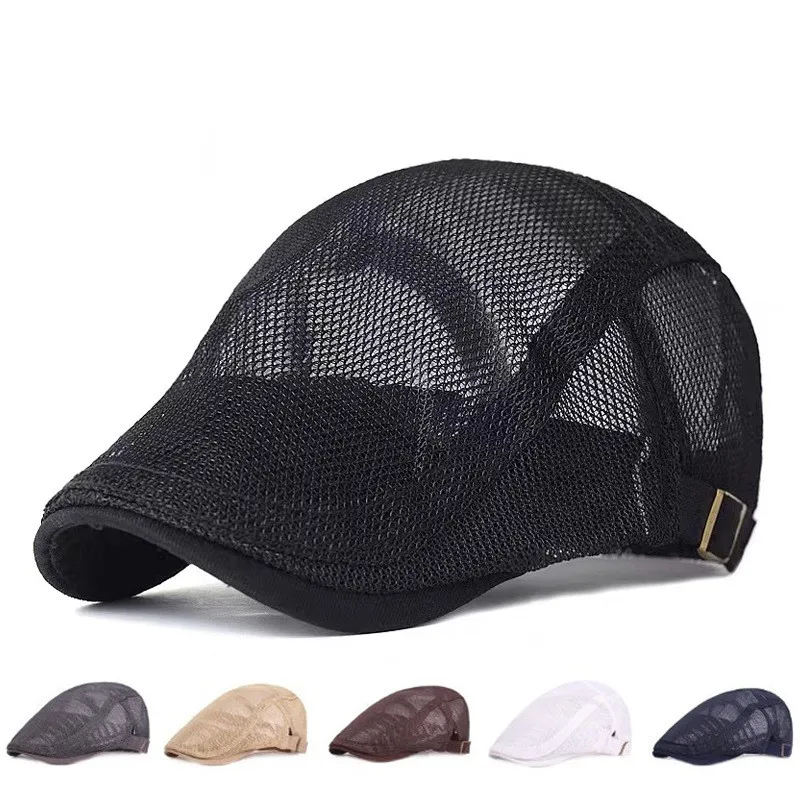 Mesh hat for men and women mesh duckbill hat for spring and summer, breathable and sunshade Literary youth beret