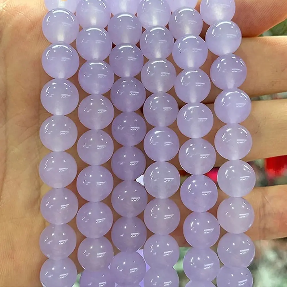 Lavender Chalcedony Natural stone Shiny dazzling beads for Jewelry Making DIY Accessories anklet 15