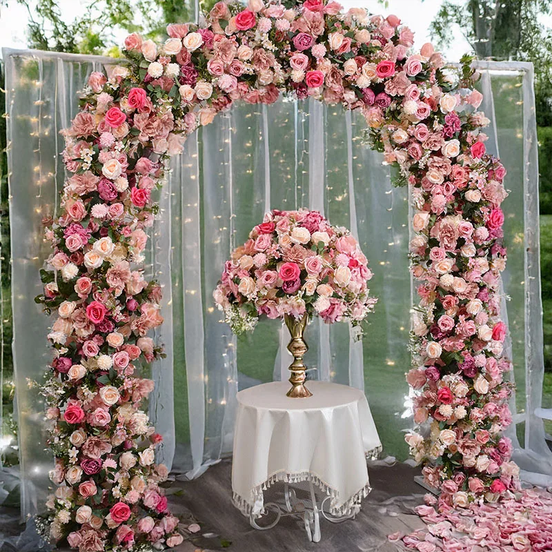 

2x2.4M Arch Artificial Flower Rows Ideal for Stage Backgrounds Iron Frames Window Exhibition Halls Great for Photos